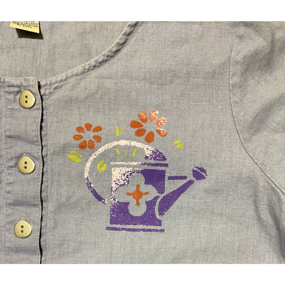 Original TY Wear Linen Blend Graphic Dress P-M Floral Y2K Gardening - Picture 6 of 8